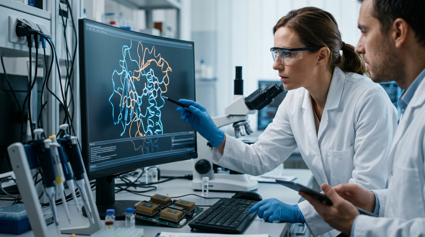 Illustration of Anthropic's AI drug discovery technology