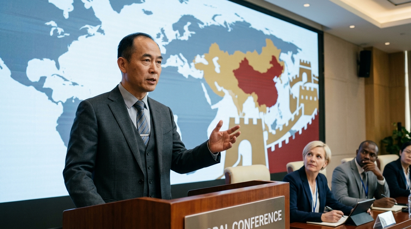 Digital representation of the Great Wall with circuits symbolizing China AI export controls.