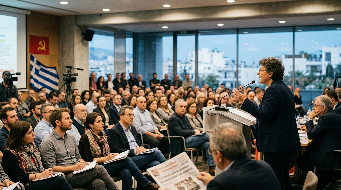 Αφίσα εκδήλωσης του ΚΚΕ για την Τεχνητή Νοημοσύνη στη Θεσσαλονίκη.