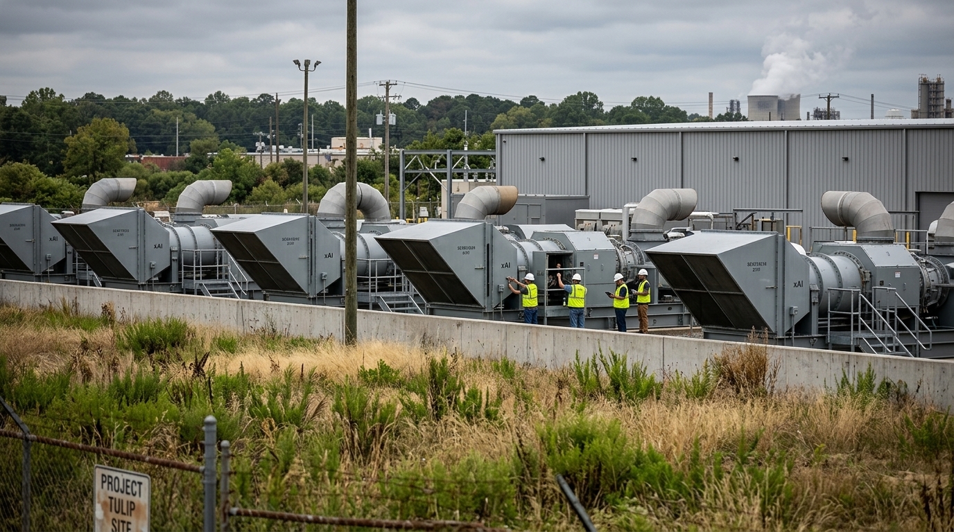 Portable gas turbines at the xAI Colossus supercomputer site in Memphis.