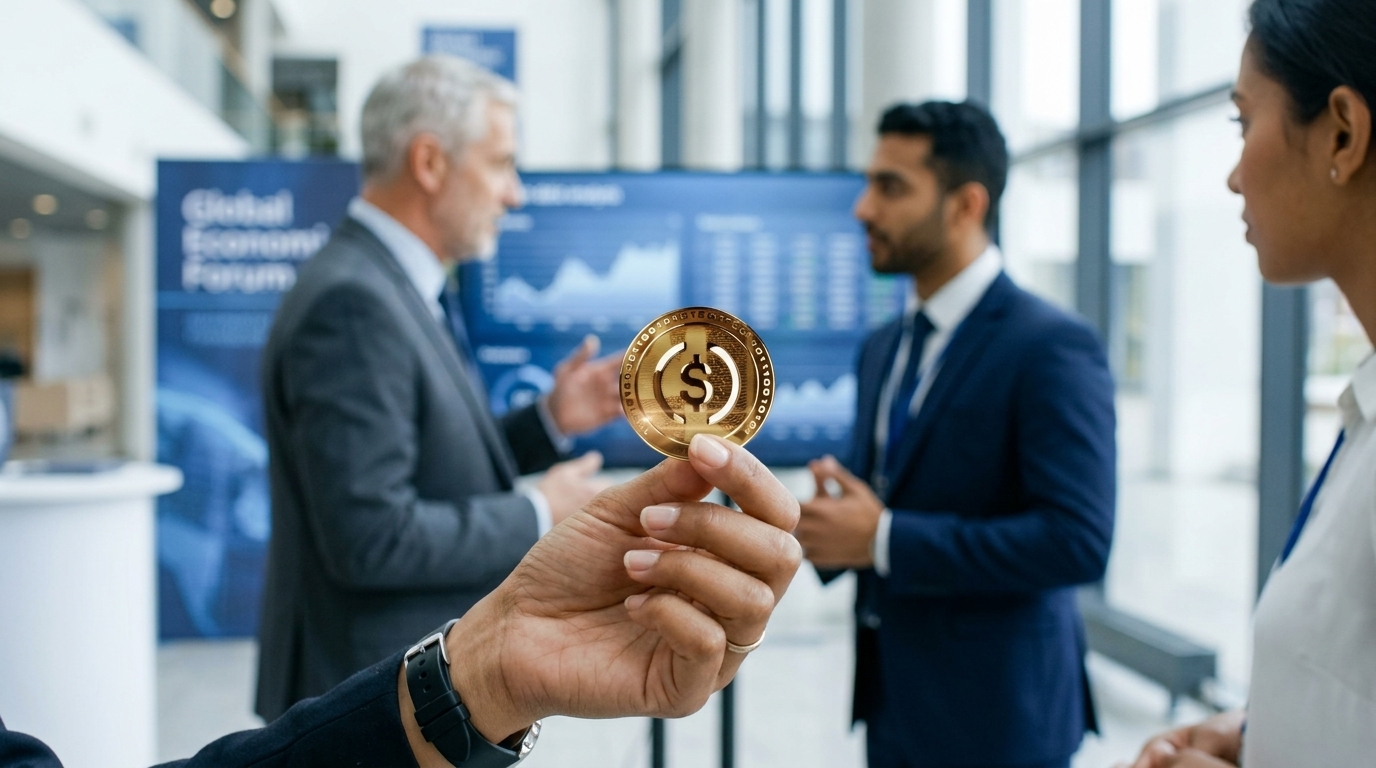 Digital representation of stablecoins in global corporate transactions.