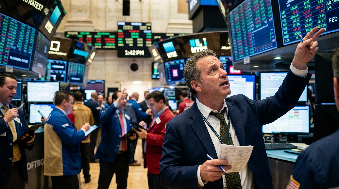 Το κτίριο της Fed με ψηφιακά γραφήματα και δεδομένα τεχνητής νοημοσύνης που συμβολίζουν τον πληθωρισμό.