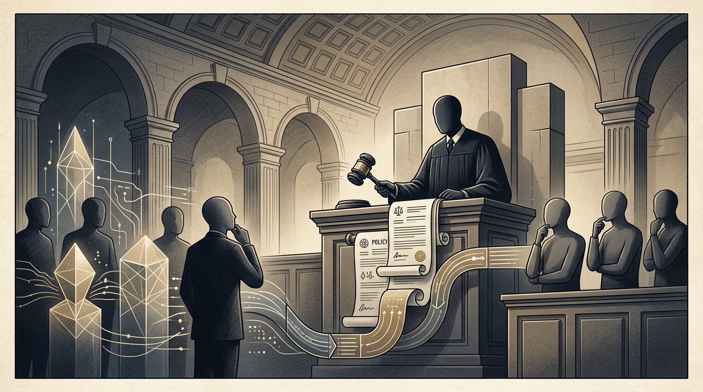 Digital representation of a gavel and AI circuitry symbolizing the AI Accountability Act and tech legislation.