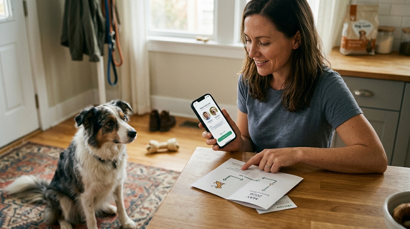 Rover app interface showing pet care services in the gig economy.