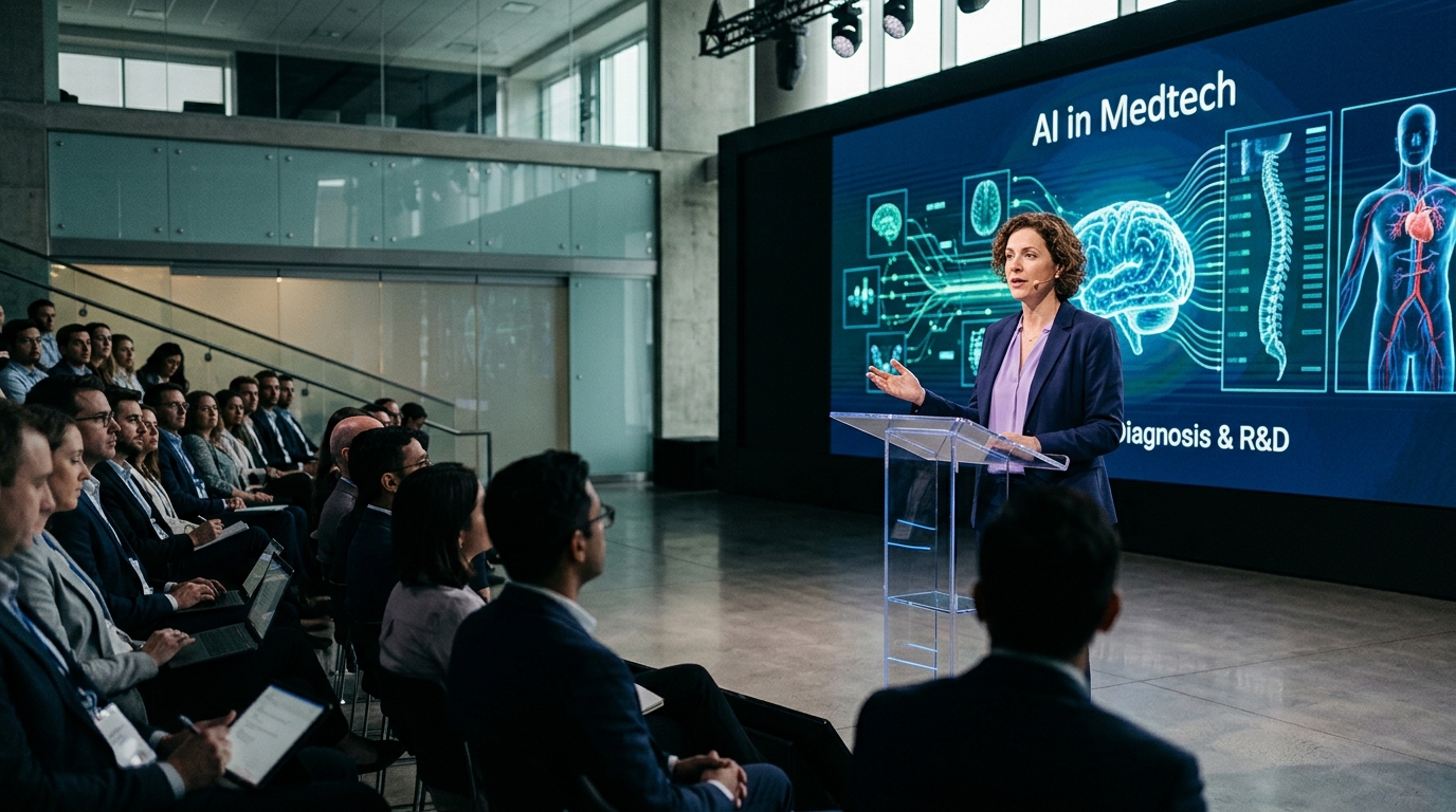 Modern medtech equipment and artificial intelligence applications in healthcare.
