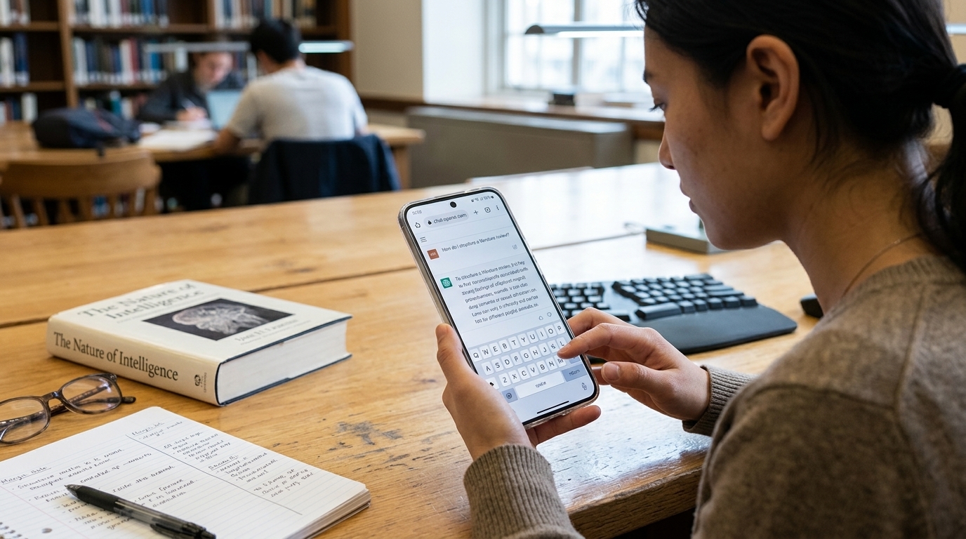 Person using ChatGPT for work tasks, reflecting the OpenAI and Harvard study findings.