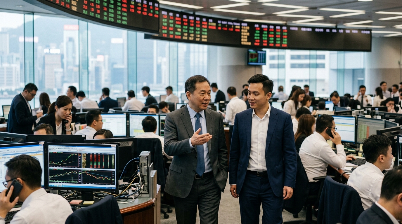 Zhipu AI and Minimax logos with the Hong Kong stock exchange in the background.