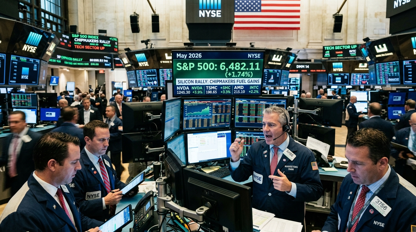 S&P 500 stock market chart showing semiconductor industry growth.
