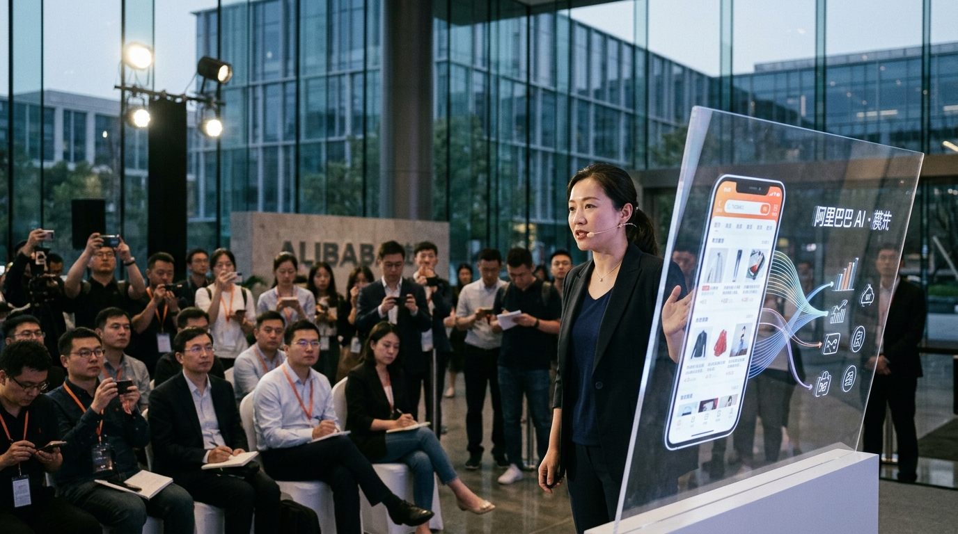Alibaba and Taobao logo with digital artificial intelligence elements